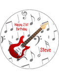 Red Guitar Edible Icing Cake Topper