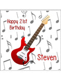 Red Guitar Edible Icing Cake Topper