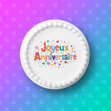 French Happy Birthday Edible Icing Cake Topper