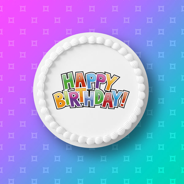 Happy Birthday Edible Icing Cake Topper 02