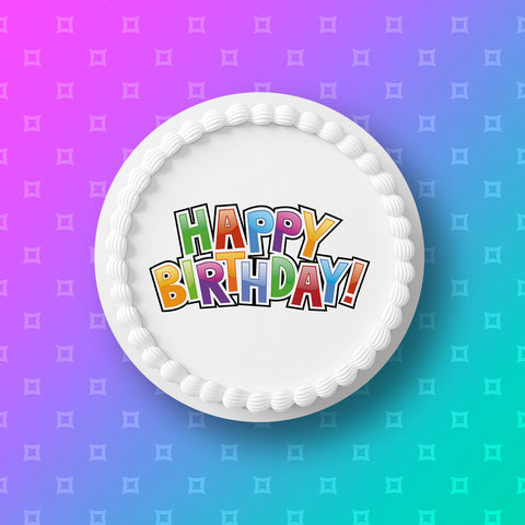 Happy Birthday Edible Icing Cake Topper or Ribbon 02 - Happy Birthday Words