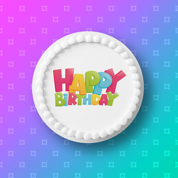 Happy Birthday Edible Icing Cake Topper 03