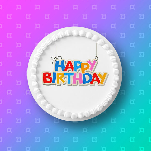 Happy Birthday Edible Icing Cake Topper 08