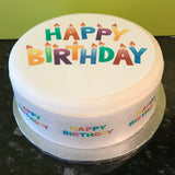 Happy Birthday Edible Icing Cake Topper 06