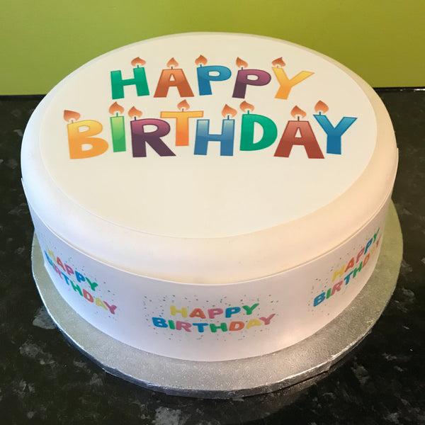 Happy Birthday Edible Icing Cake Topper 06