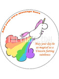 Birthday Edible Icing Cake Topper 06 - Farting Unicorn