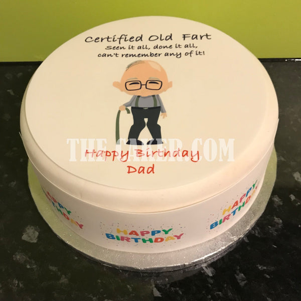 Birthday Edible Icing Cake Topper 03 - Funny Old Fart Man