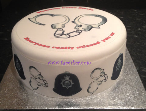 Police Handcuffs Edible Icing Cake Topper or Ribbon