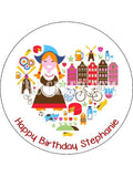 Dutch Heart Edible Icing Cake Topper - I Love Holland / THe Netherlands