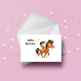 Horse Birthday Card 04 - Girl Riding Horse