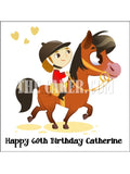 Horse Edible Icing Cake Topper 04 - Girl horse riding