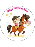 Horse 04 Edible Icing Cake Topper - Girl horse riding