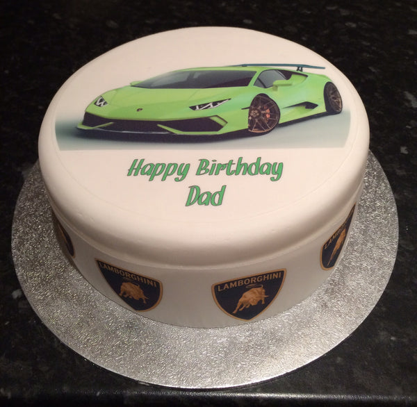 Lamborghini Racing Car 01 (Green) Edible Icing Cake Topper