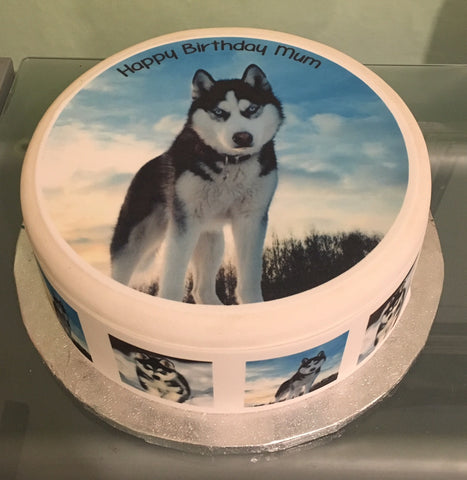 Husky 01 Edible Icing Cake Topper or Ribbon