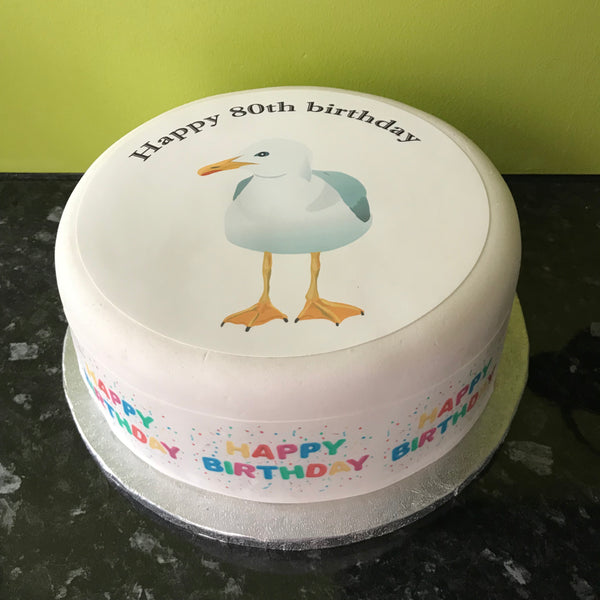 Seagull Edible Icing Cake Topper or Ribbon