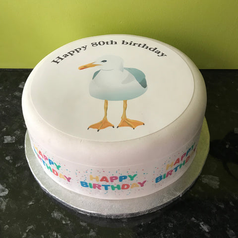 Seagull 01 Edible Icing Cake Topper or Ribbon