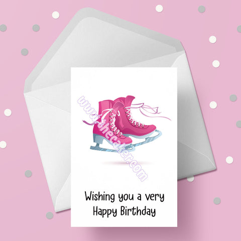 Ice Skates 02 Birthday Card - Ice Skating