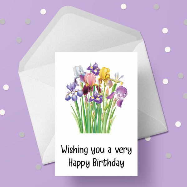 Iris / Irises Flowers Birthday Card - Irises