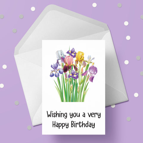 Iris / Irises Flowers Birthday Card