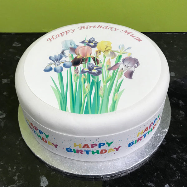 Iris Flowers Edible Icing Cake Topper