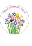 Iris Flowers Edible Icing Cake Topper