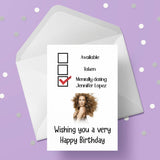 Jennifer Lopez Birthday Card - Funny mentally dating ....
