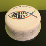 Jesus Christ Christian Fish Edible Icing Cake Topper