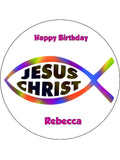 Jesus Christ Christian Fish Edible Icing Cake Topper