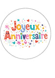 French Happy Birthday Edible Icing Cake Topper