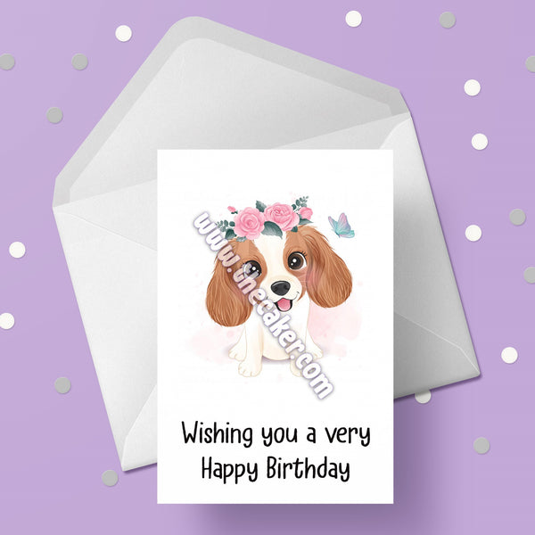 Cavalier Spaniel Dog Birthday Card 01