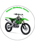 Kawasaki Dirt Motorbike Edible Icing Cake Topper