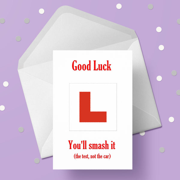 Driving Test Card Funny Good Luck Card