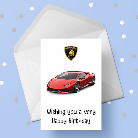 Lamborghini Racing Car 03 (Red) Birthday Card