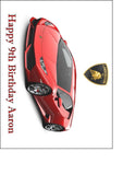 Red Lamborghini Racing Car Edible Icing Cake Topper 03