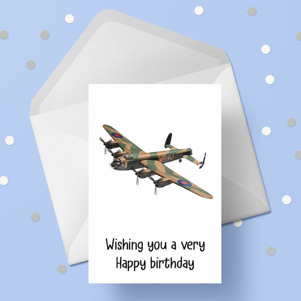 WW2 Lancaster Bomber plane Birthday Card