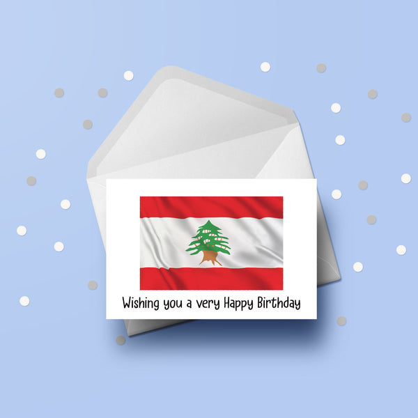 Lebanon Flag Birthday Card