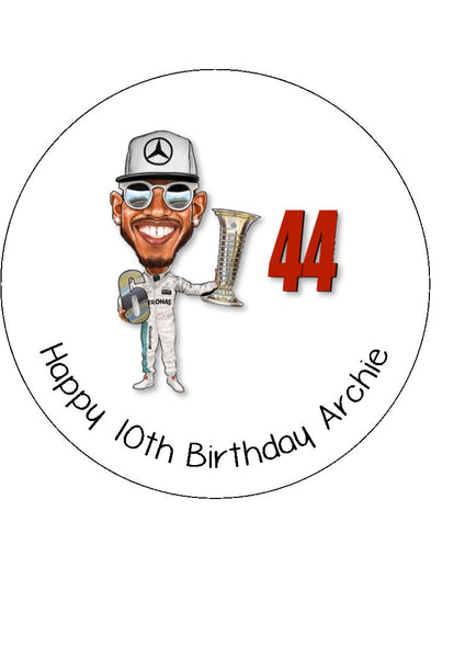 Lewis Hamilton 01 Edible Icing Cake Topper or Ribbon