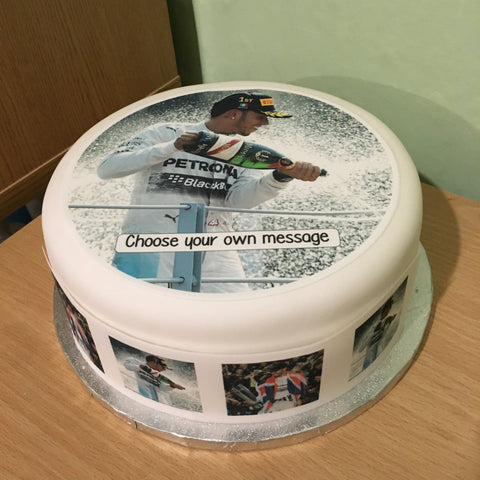 Lewis Hamilton 02 Edible Icing Cake Topper or Ribbon