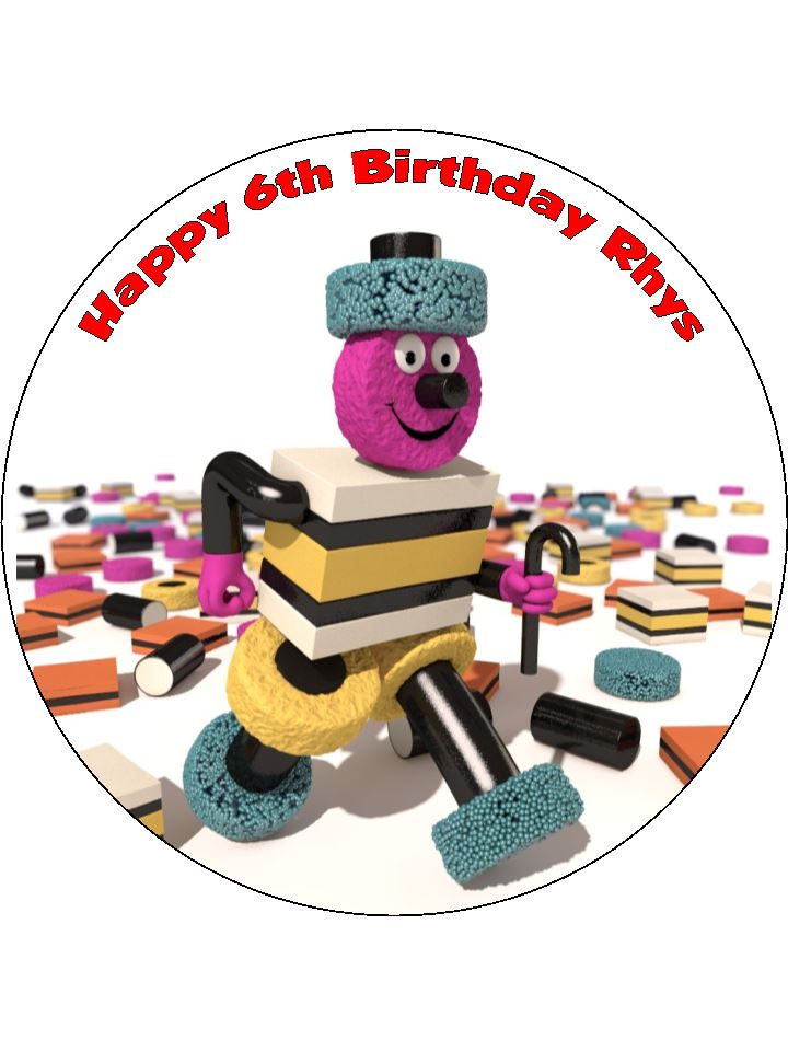 Liquorice Allsorts Bertie Bassett Edible Icing Cake Topper the caker