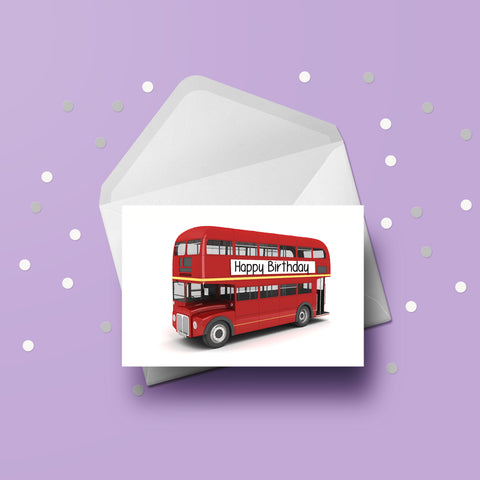 London Red Double Decker Bus 01 Birthday Card