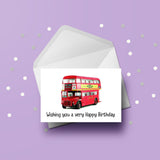 London Red Double Decker Bus Birthday Card 02