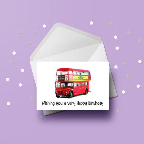 London Red Double Decker Bus 02 Birthday Card