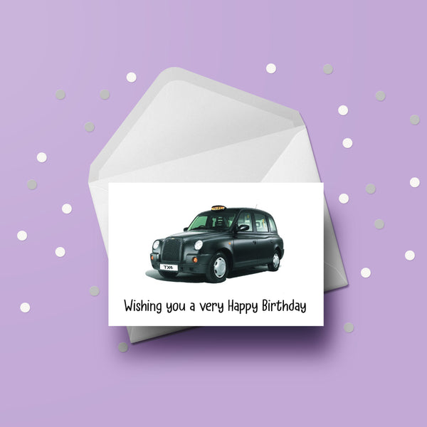 London Black Taxi Cab Birthday Card