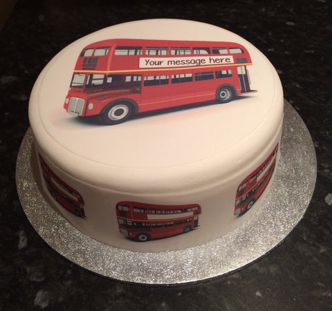 London Red Double Decker Bus 01 Edible Icing Cake Topper