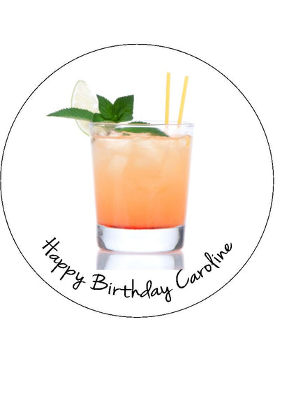 Mai Tai Cocktail Edible Icing Cake Topper