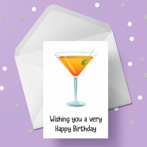 Martini Cocktail Birthday Card