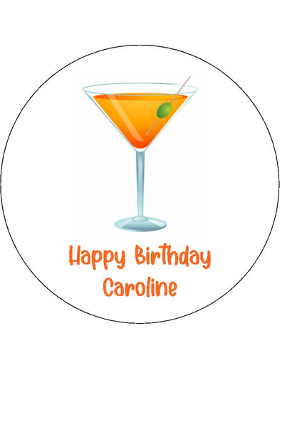Martini Cocktail Edible Icing Cake Topper