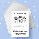 Mechanic Birthday Card - Funny Mechanics theme