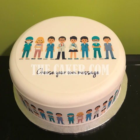 Hospital Medical Staff Edible Icing Cake Topper or Ribbon 01