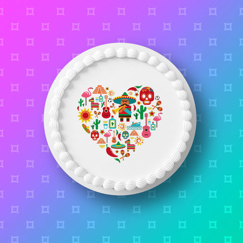Mexico / Mexican Theme Edible Icing Cake Topper or Ribbon